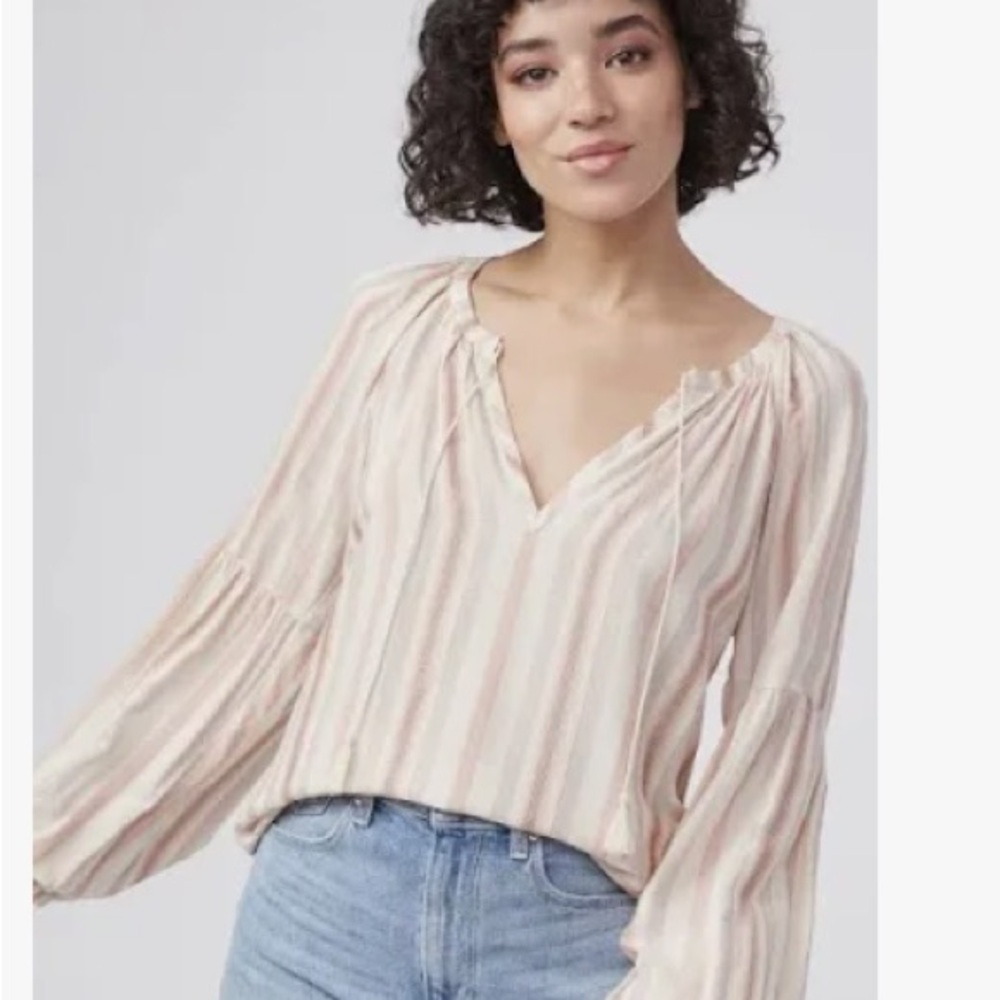 Paige Denim JovanneStriped Boho Puff Sleeve Blouse -  M
